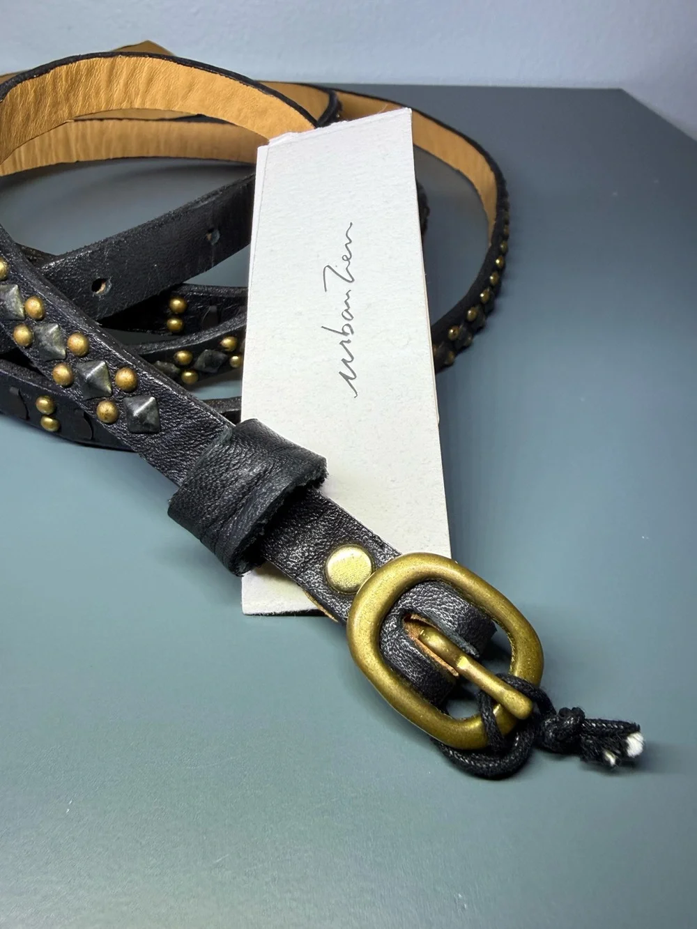 Urban Zen Celso Tia Double Wrap Studded Leather Belt NWT Size 36